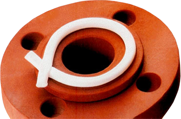 PTFE-Flachdichtungsband als Ring auf einem Rohrflansch